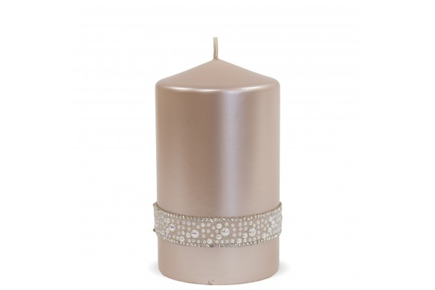 Pl Różowy Świeca Crystal Opal Walec Średni Fi8