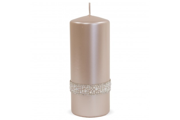 Pl Różowy Świeca Crystal Opal Walec Duży