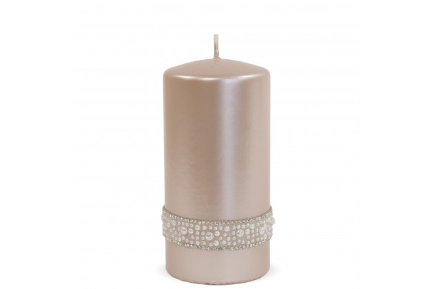 Pl Różowy Świeca Crystal Opal Walec Średni