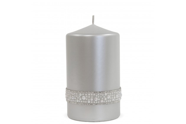Pl Srebrny Świeca Crystal Opal Walec Średni Fi8