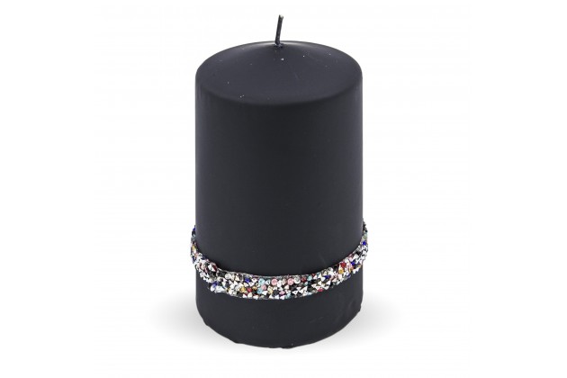 Pl Czerń Świeca Crystal Colors Walec Średni Fi8
