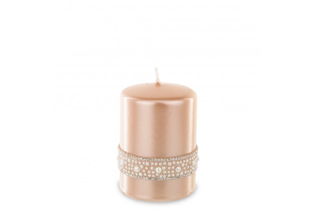 Pl Rose Gold Świeca Crystal Opal Walec Mały