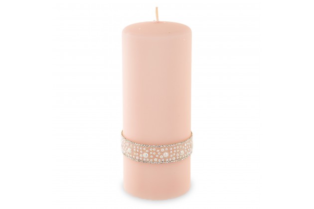 Pl Rose Gold Perła Świeca Crystal Walec Duży