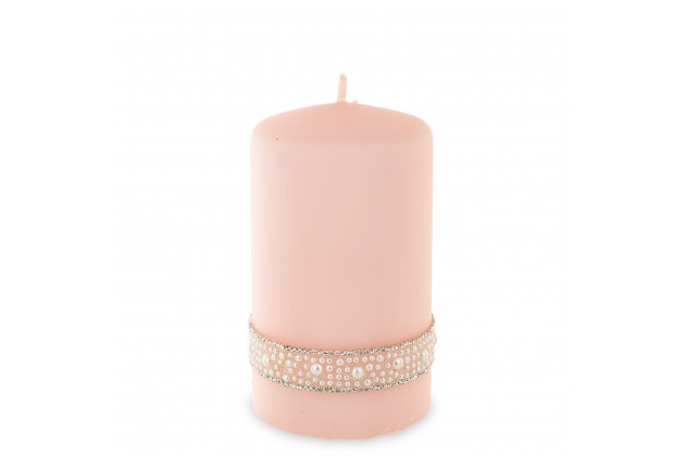 Pl Rose Gold Perła Świeca Crystal Walec Średni Fi8