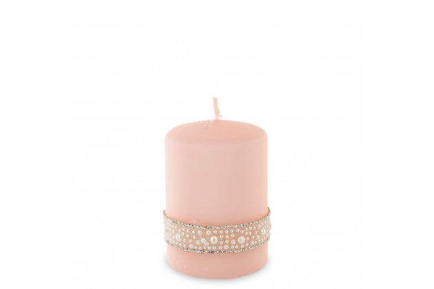 Pl Rose Gold Perła Świeca Crystal Walec Mały